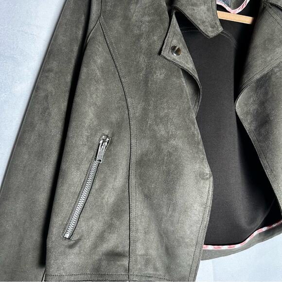 Anthropologie Green Faux Suede Moto Blazer Jacket Size Small - Picture 3 of 6